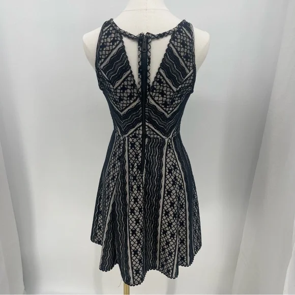 Free People Black Lace Mini Dress Twee Indie Boho Y2K Size 2 - Picture 2 of 13